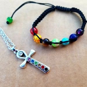 Chakra Anhk Pendant & Bracelet set